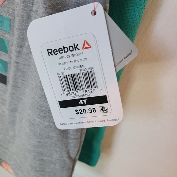 (1616) Reebok Toddler Boys 3 Piece Set, Size: 4T  Color: Pool Green (NWT) - Picture 11 of 12